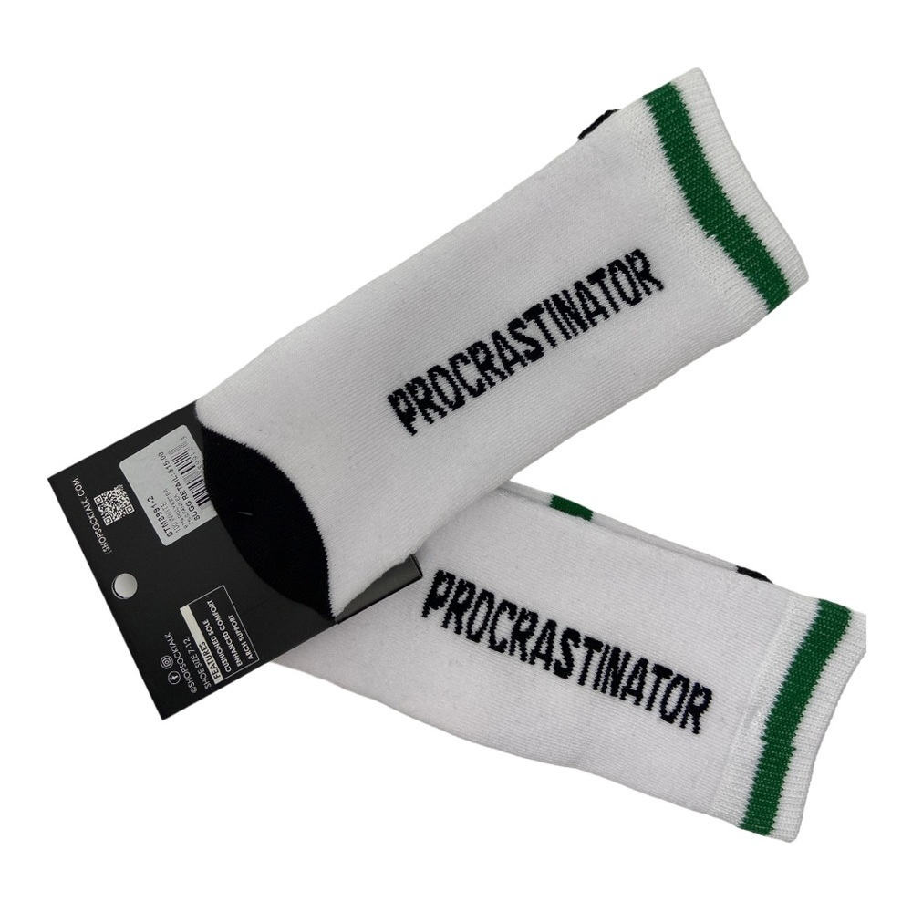 Sock Talk Kids PROCRASTINATOR Stripe Cotton Sports Crew Socks NEW